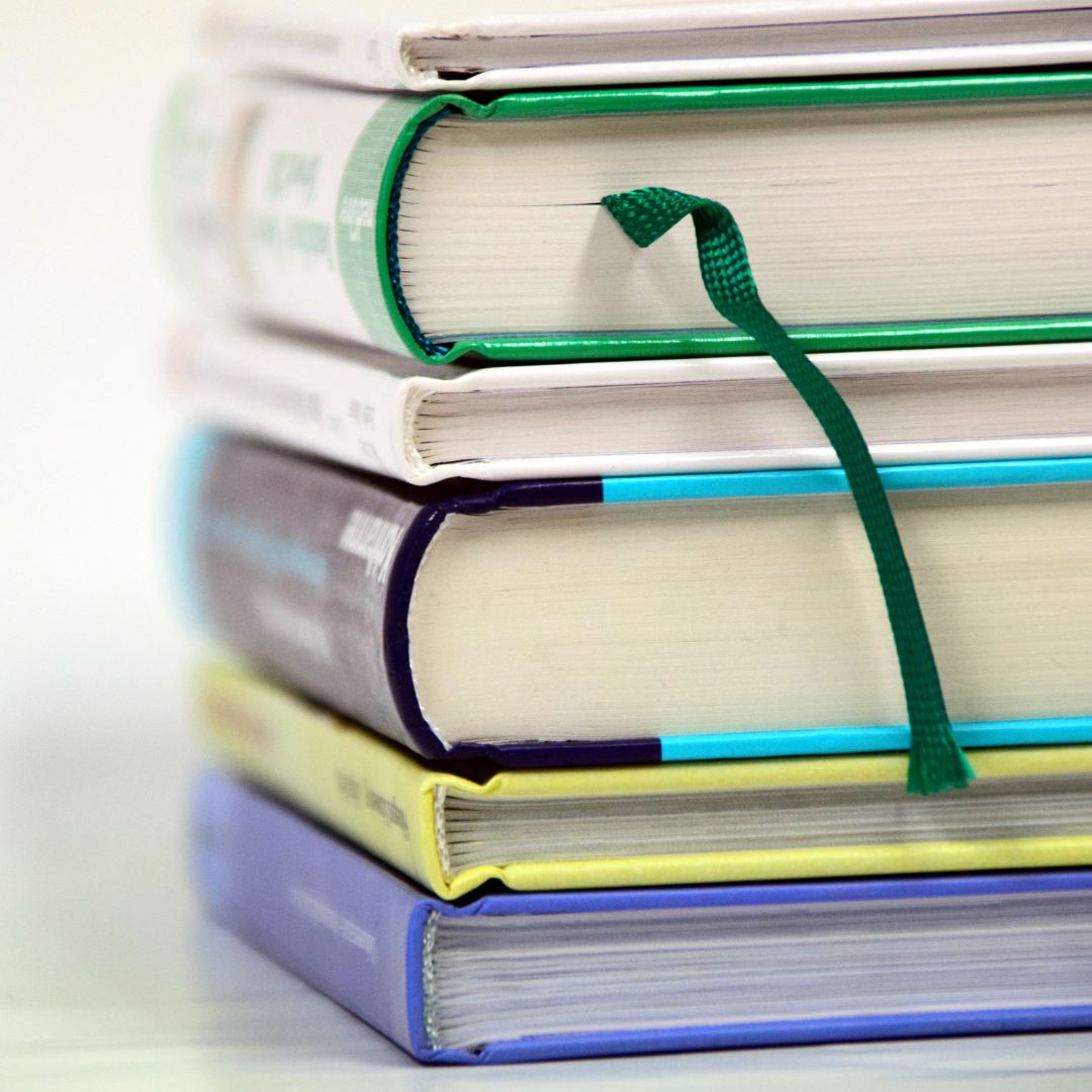 Photo of a stack of books