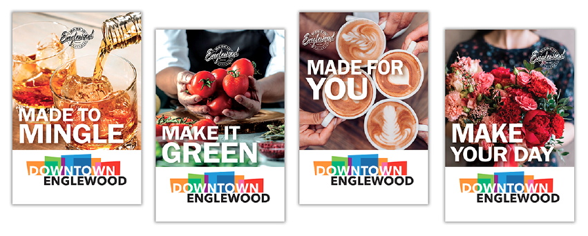 various Downtown Englewood street banners