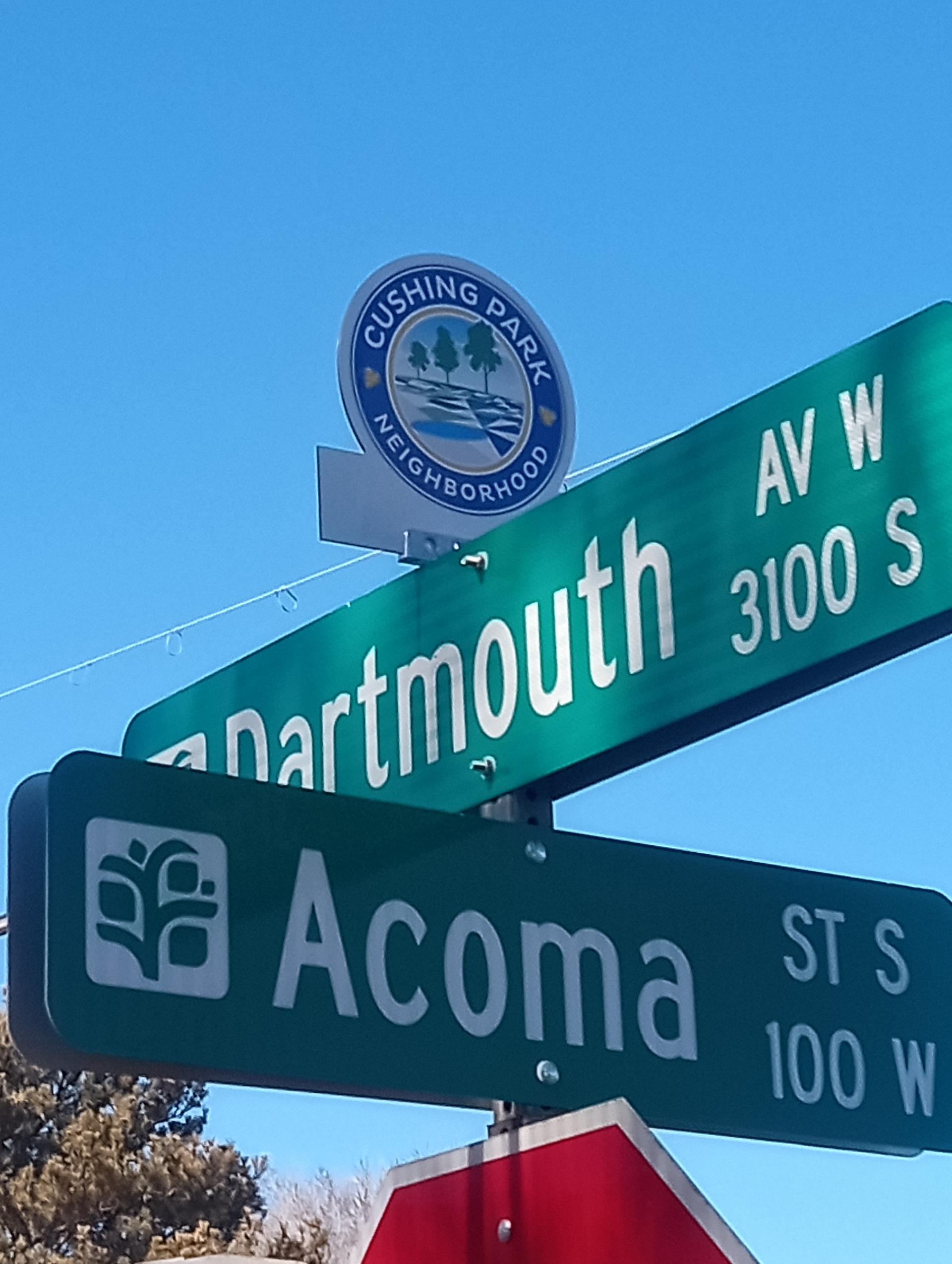 Cushing Park Neighborhood Sign Topper