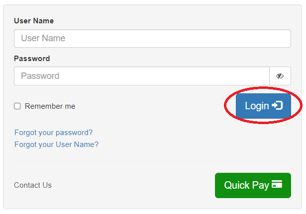 Login Button to the Utilities Customer Portal