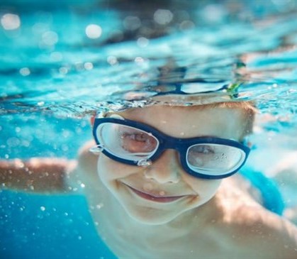 Boy swimming underwater