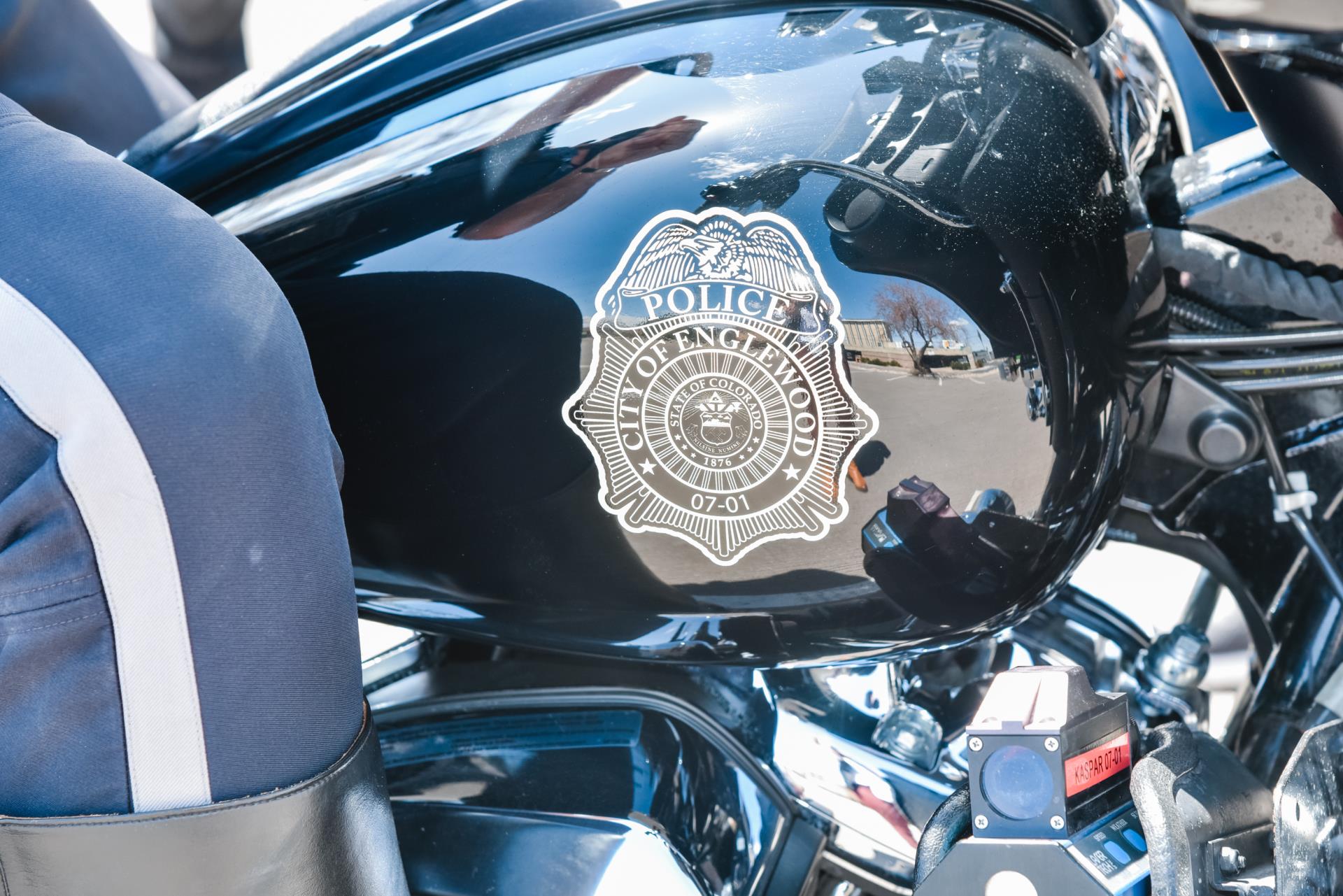 Police Badge on a Police Motorcycle